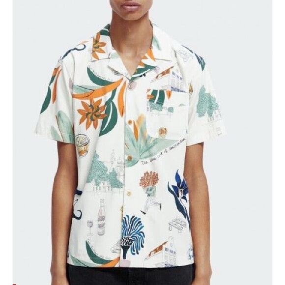 SCOTCH & SODA Men's Floral Print Camp Shirt size‎ Small New With Tags - Picture 1 of 16